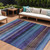 8' X 10' Blue Purple And Taupe Striped Washable Indoor Outdoor Area Rug