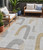 9' X 12' Silver And Gold Geometric Washable Indoor Outdoor Area Rug