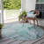 8' Round Teal Round Abstract Washable Non Skid Indoor Outdoor Area Rug