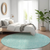 8' Aqua And Ivory Round Floral Washable Indoor Outdoor Area Rug