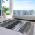 8' X 10' Black Abstract Washable Indoor Outdoor Area Rug