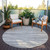 8' Gray And Ivory Round Abstract Washable Indoor Outdoor Area Rug - 880016418590