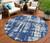 8' Navy Blue And Ivory Round Abstract Washable Indoor Outdoor Area Rug - Navy Blue, Ivory
