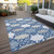 9' X 12' Navy Blue Gray And Ivory Trellis Washable Indoor Outdoor Area Rug