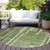 8' Green And Gray Round Striped Washable Indoor Outdoor Area Rug Transitional Style - Green, Gray Color