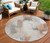 8' Rust And Ivory Round Abstract Washable Indoor Outdoor Area Rug