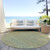 8' Wheat And Sage Round Striped Washable Indoor Outdoor Area Rug