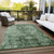 10' X 14' Emerald Abstract Washable Non Skid Indoor Outdoor Area Rug