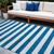 10' X 14' Navy Blue Striped Washable Non Skid Indoor Outdoor Area Rug