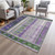 10' X 14' Green And Purple Striped Washable Indoor Outdoor Area Rug
