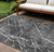 8' X 10' Charcoal Ivory And Gray Abstract Washable Indoor Outdoor Area Rug