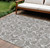 9' X 12' Ivory And Gray Floral Washable Indoor Outdoor Area Rug