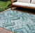 9' X 12' Teal Blue Aqua And Ivory Geometric Washable Indoor Outdoor Area Rug - 608219199975