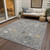 8' X 10' Gray Gold And Ivory Oriental Washable Indoor Outdoor Area Rug