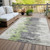 9' X 12' Green And Silver Abstract Washable Indoor Outdoor Area Rug