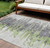 9' X 12' Green And Silver Abstract Washable Indoor Outdoor Area Rug