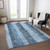 9' X 12' Blue And Gray Striped Washable Indoor Outdoor Area Rug - Blue, Gray