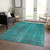 8' X 10' Teal Striped Washable Non Skid Indoor Outdoor Area Rug