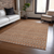8' X 10' Orange And Taupe Striped Washable Indoor Outdoor Area Rug