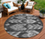 8' Black Charcoal And Silver Round Southwestern Washable Indoor Outdoor Area Rug