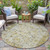8' Gold And Ivory Round Patchwork Washable Indoor Outdoor Area Rug