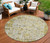 8' Gold And Ivory Round Patchwork Washable Indoor Outdoor Area Rug