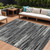 8' X 10' Black And Ivory Striped Washable Indoor Outdoor Area Rug - Black, Ivory