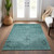 8' X 10' Teal Blue Turquoise And Charcoal Oriental Washable Indoor Outdoor Area Rug