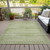 9' X 12' Sage And Ivory Striped Washable Indoor Outdoor Area Rug
