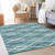 9' X 12' Teal Blue Navy Blue And Gray Abstract Washable Indoor Outdoor Area Rug - 608219282288