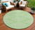 8' Mint Green And Ivory Round Geometric Washable Indoor Outdoor Area Rug Transitional Style - Mint Green, Ivory Color