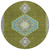 8' Olive Green Pink And Ivory Round Oriental Washable Indoor Outdoor Area Rug