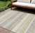 10' X 14' Gold And Silver Striped Washable Indoor Outdoor Area Rug