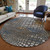 8' Charcoal Brown And Copper Round Abstract Washable Indoor Outdoor Area Rug