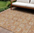 8' X 10' Copper Gray And Beige Floral Washable Indoor Outdoor Area Rug