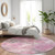 8' Pink And Gray Round Floral Washable Indoor Outdoor Area Rug