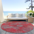 8' Red Gray And Silver Round Polka Dot Washable Indoor Outdoor Area Rug