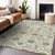 9' X 12' Ivory Green And Brown Floral Washable Indoor Outdoor Area Rug