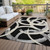 8' X 10' Black Ivory And Gray Abstract Washable Indoor Outdoor Area Rug