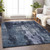 9' X 12' Navy Blue Black And Gray Abstract Washable Indoor Outdoor Area Rug
