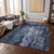 9' X 12' Navy Blue Black And Gray Abstract Washable Indoor Outdoor Area Rug