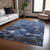 8' X 10' Navy Blue And Denim Blue Floral Washable Indoor Outdoor Area Rug