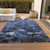 8' X 10' Navy Blue And Denim Blue Floral Washable Indoor Outdoor Area Rug