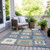 8' X 10' Navy Blue Beige And Ivory Geometric Washable Indoor Outdoor Area Rug - Navy Blue, Beige, Ivory