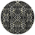 8' Black Gray And Ivory Round Floral Washable Indoor Outdoor Area Rug