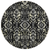 8' Black Gray And Ivory Round Floral Washable Indoor Outdoor Area Rug