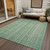 10' X 14' Aqua Beige And Teal Blue Striped Washable Indoor Outdoor Area Rug