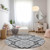 8' Gray Charcoal And Ivory Round Geometric Washable Indoor Outdoor Area Rug