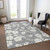 9' X 12' Gray And Ivory Floral Washable Indoor Outdoor Area Rug Transitional Style - Gray, Ivory Color