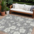 9' X 12' Gray And Ivory Floral Washable Indoor Outdoor Area Rug Transitional Style - Gray, Ivory Color